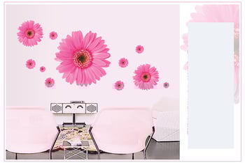 ορχιδέα τρίχρωμη μαργαρίτα λουλούδι υπνοδωμάτιο σαλόνι τηλεόραση καναπές φόντο διακόσμηση αφαιρούμενα αδιάβροχα αυτοκόλλητα τοίχου