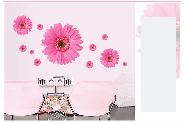 ορχιδέα τρίχρωμη μαργαρίτα λουλούδι υπνοδωμάτιο σαλόνι τηλεόραση καναπές φόντο διακόσμηση αφαιρούμενα αδιάβροχα αυτοκόλλητα τοίχου