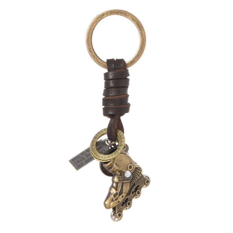 Нов креативен ключодържател в европейски и американски стил, малък подарък за мъже и жени, котва от античен бронз, висулка от ретро плетена телешка кожа