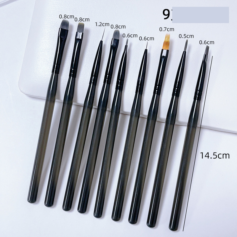 10 darabos alumínium tubusból készült körömecset készlet fém nyéllel, nagykereskedelmi körömecsetek, körömfestéshez.