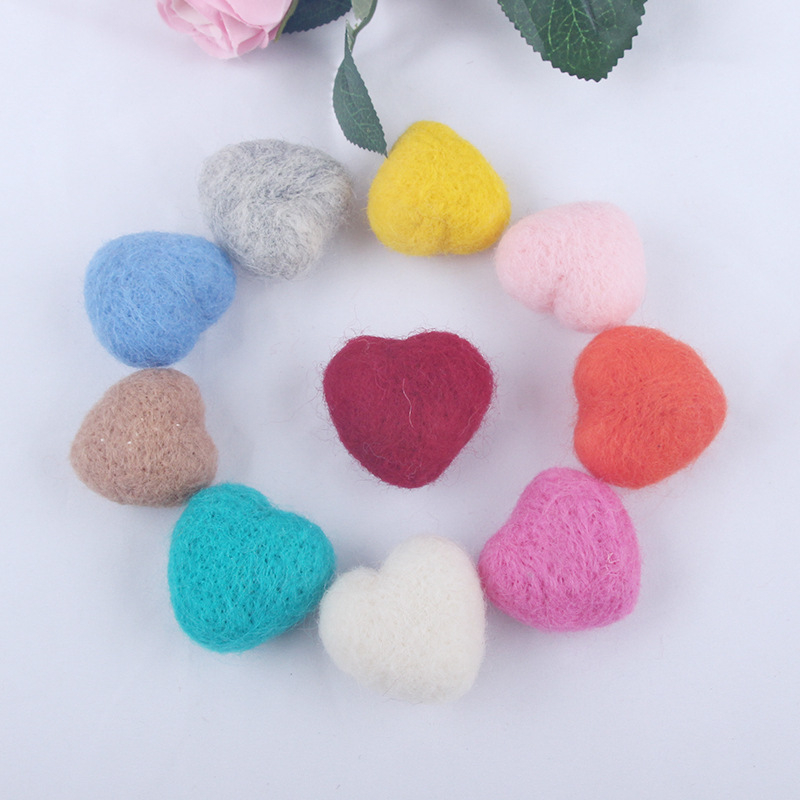 Vilnas filca rotājumi pāri malām 5 gab. sirds formā, aksesuāri, apģērbs, cepuru rotājumi, DIY zīmogu roku darbs rotaļlietas, gatavās produkcijas ražotājs