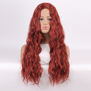 Peruci pentru femei în stil european și american, bucle blonde decolorate și vopsite cu tăiței ramen, peruci lungi verzi cu cărare pe mijloc, acoperire completă a capului