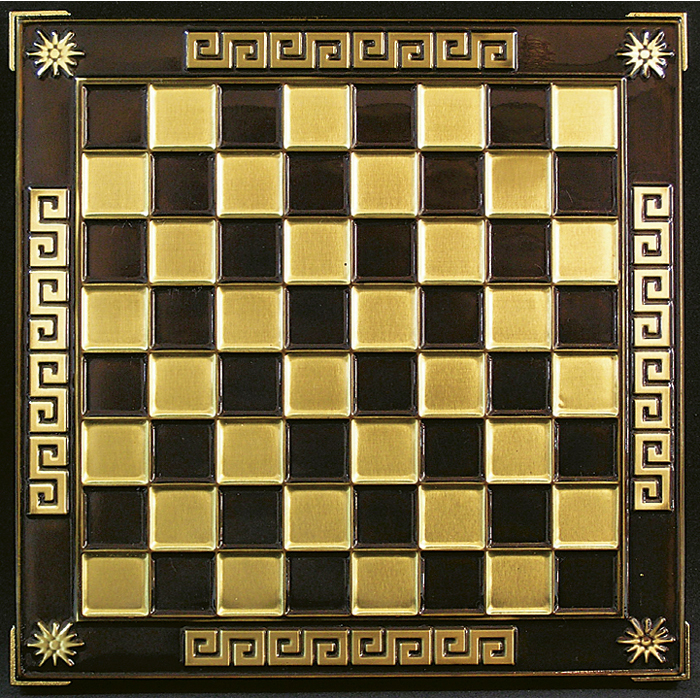 Шах Камелот, Метална дъска, метални фигури, Кафяв, 38х38 см