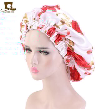 Afrikai stílusú nagyméretű szatén kerek kalap dupla rétegű hálósapkával, fejkendővel, zuhanysapkával TJM-454B