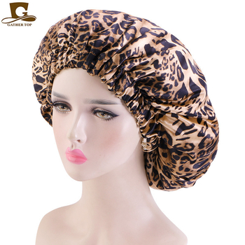 Afrikai stílusú nagyméretű szatén kerek kalap dupla rétegű hálósapkával, fejkendővel, zuhanysapkával TJM-454B