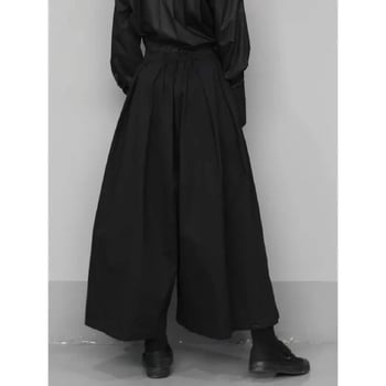 Sötét Yamamoto stílusú bő szárú rövidnadrág, bő szárú nadrág, szamuráj nadrág, közvetlen gyári értékesítés férfiaknak