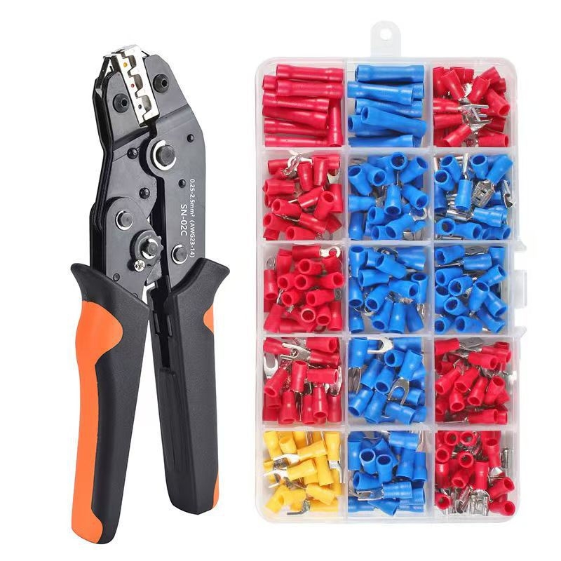 Krimpovacie kliešte s račňou šetriace prácu SN-02C, predizolované krimpovacie kliešte SVRV, za studena lisované svorky, krimpovacie svorky v tvare O