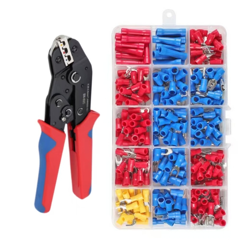 Krimpovacie kliešte s račňou šetriace prácu SN-02C, predizolované krimpovacie kliešte SVRV, za studena lisované svorky, krimpovacie svorky v tvare O