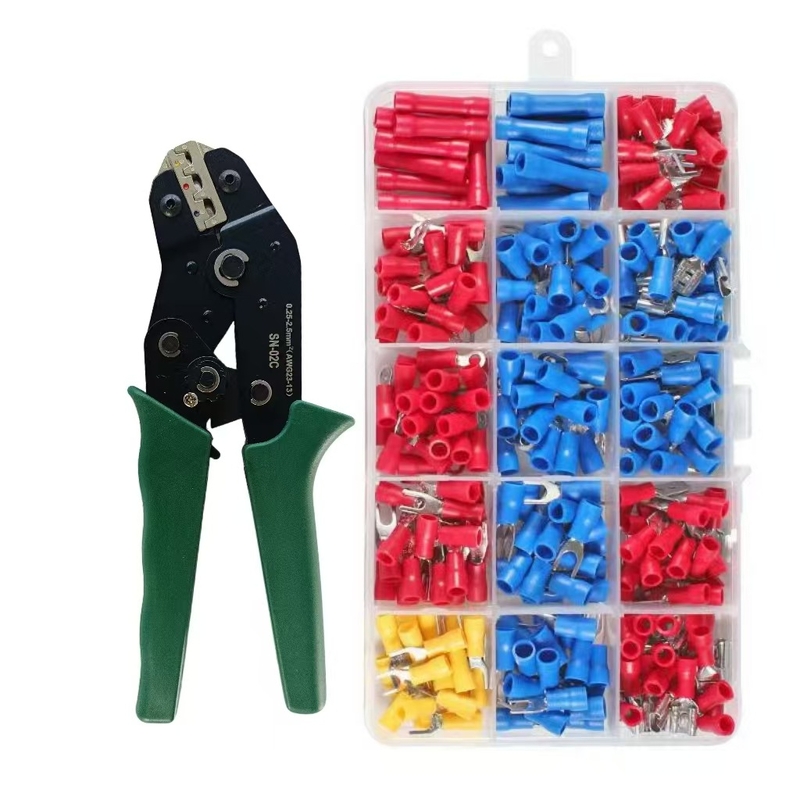Krimpovacie kliešte s račňou šetriace prácu SN-02C, predizolované krimpovacie kliešte SVRV, za studena lisované svorky, krimpovacie svorky v tvare O