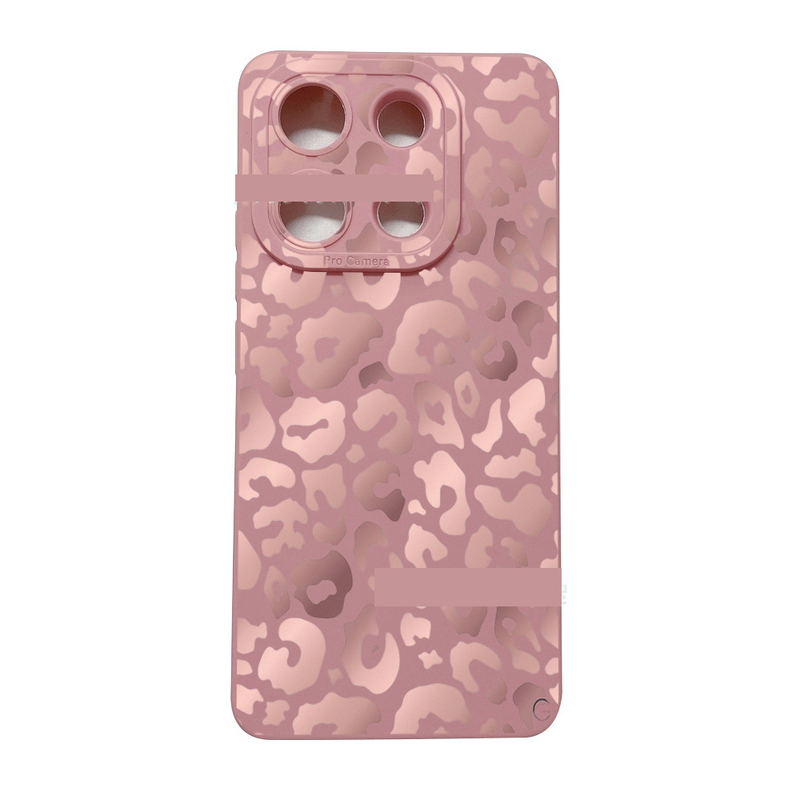 Подходящ за защитен калъф Xiaomi Redmi Note 14 Pro, градиентен сребристо-розов леопардов принт, протектор за очи