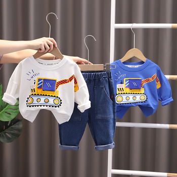 Bērnu apģērbs pavasarim un rudenim, jauns stils zēniem un meitenēm, zīdaiņiem un maziem bērniem, multfilmas, ikdienas garroku sporta krekli un bikses