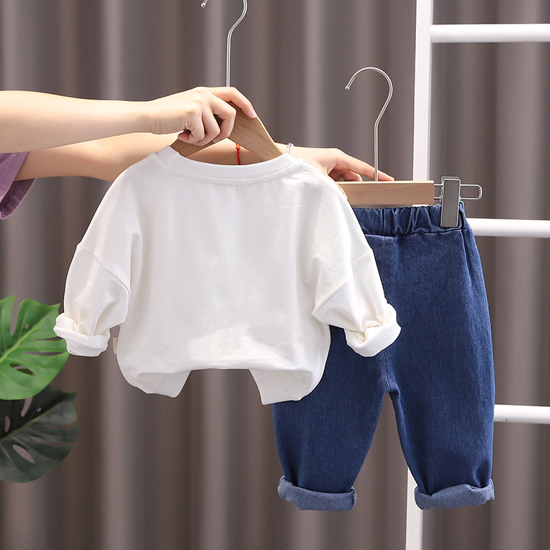 Bērnu apģērbs pavasarim un rudenim, jauns stils zēniem un meitenēm, zīdaiņiem un maziem bērniem, multfilmas, ikdienas garroku sporta krekli un bikses