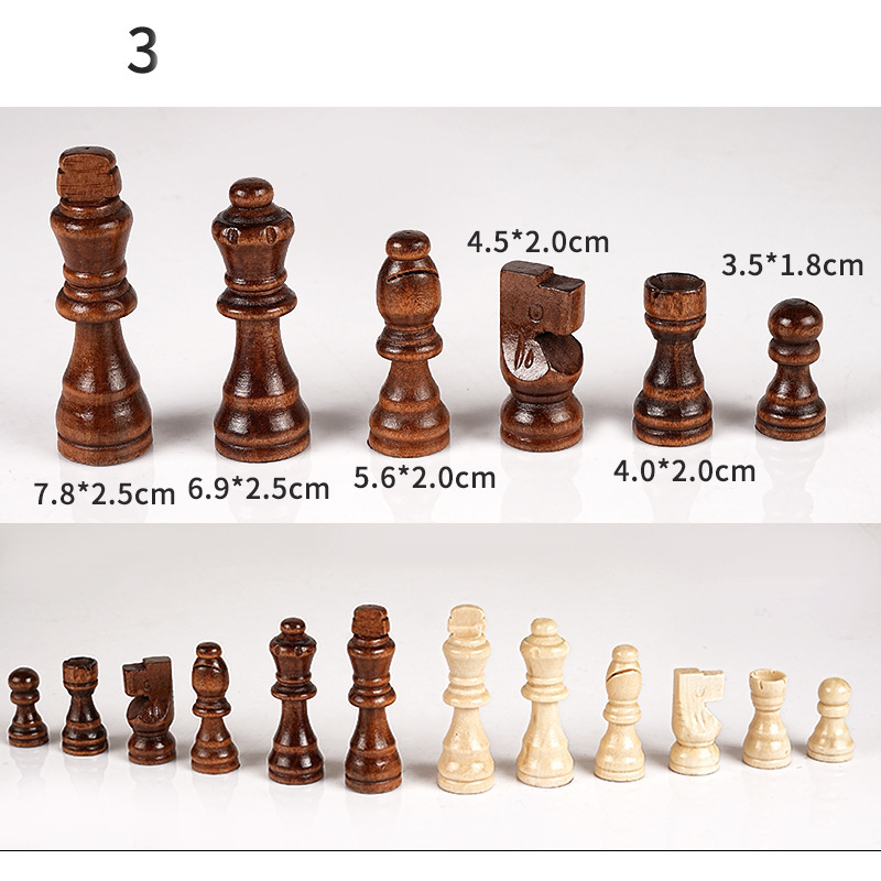 Masīvkoka šaha figūras un aksesuāri, izmēri 1,5, 2, 2,5 un 3 collas