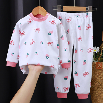 Комплект памучно бельо за момчета, термо бельо и панталон, топло домашно облекло за момичета, есенно-зимни детски дрехи, детски дрехи с щампи.