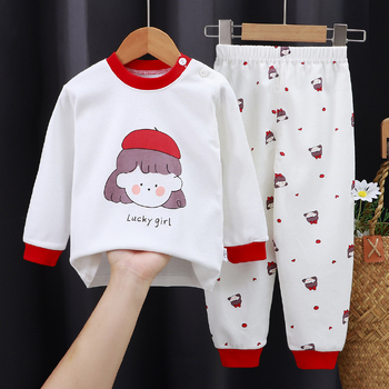 Комплект памучно бельо за момчета, термо бельо и панталон, топло домашно облекло за момичета, есенно-зимни детски дрехи, детски дрехи с щампи.