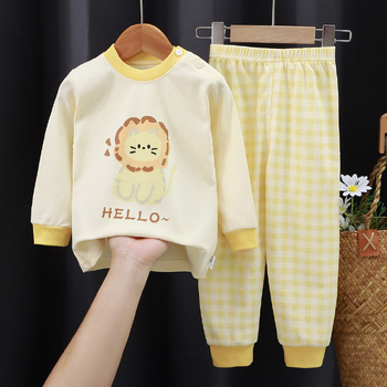 Комплект памучно бельо за момчета, термо бельо и панталон, топло домашно облекло за момичета, есенно-зимни детски дрехи, детски дрехи с щампи.