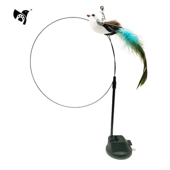 Határokon átnyúló, forró eladású, exkluzív, továbbfejlesztett epoxi tapadókorongos acélhuzal hosszú rúd toll macska ugrató rúd önszórakoztató macskajáték