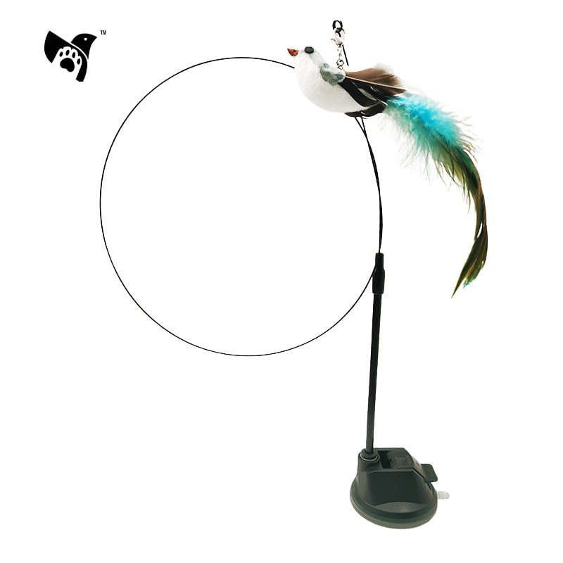 Határokon átnyúló, forró eladású, exkluzív, továbbfejlesztett epoxi tapadókorongos acélhuzal hosszú rúd toll macska ugrató rúd önszórakoztató macskajáték