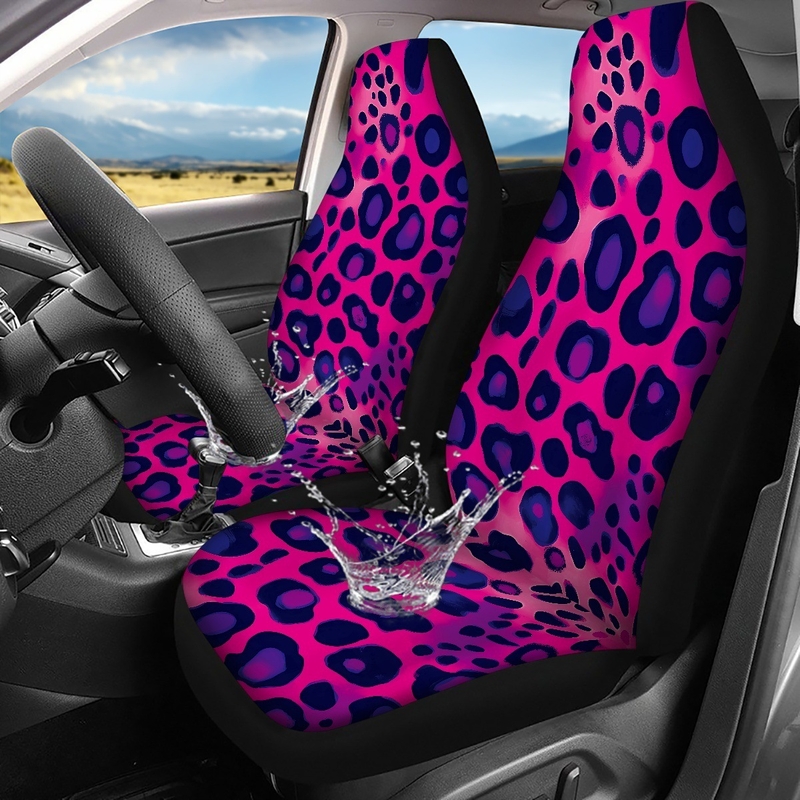 Ūdensnecaurlaidīgi priekšējo automašīnu sēdekļu pārvalki ar rozā zebras apdruku