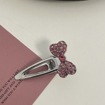 Set de agrafe de păr cu cristale roz, inclusiv agrafe de păr din aliaj de aluminiu argintiu, agrafe laterale, agrafe cu breton și agrafe cu cioc de rață.