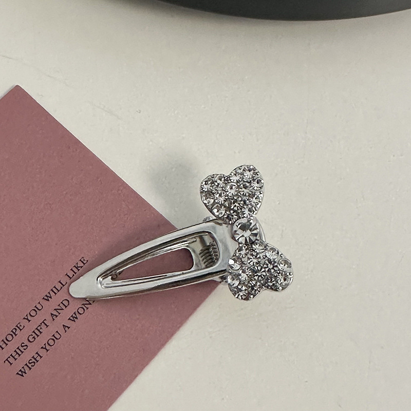 Set de agrafe de păr cu cristale roz, inclusiv agrafe de păr din aliaj de aluminiu argintiu, agrafe laterale, agrafe cu breton și agrafe cu cioc de rață.