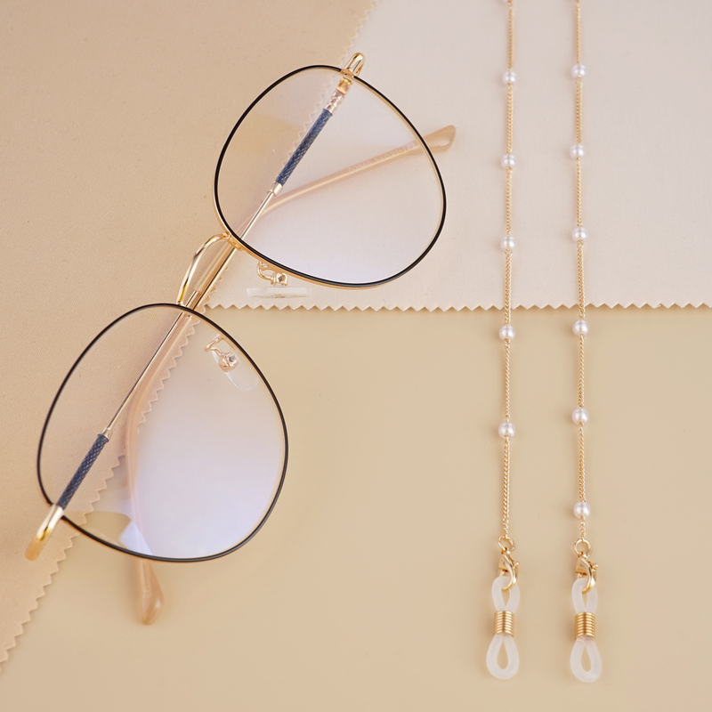 Lanț pentru ochelari, colier, lanț metalic din perle artificiale, șnur pentru ochelari, accesoriu pentru ochelari, lanț pentru ochelari de soare