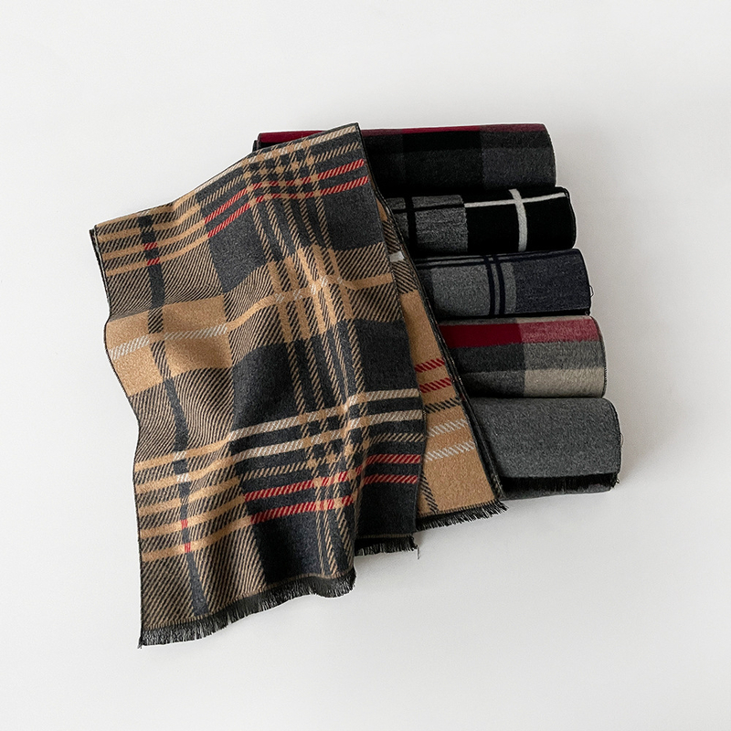 Ziemas vīriešu rūtaina šalle, silta un bieza vilnas šalle, moderna un stilīga, INS stilā, kašmira imitācijas šalle vairumtirdzniecībā.