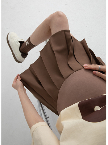 Fustă de maternitate de primăvară și toamnă, fustă de susținere în linie A, pantaloni de protecție pentru maternitate, fustă scurtă anti-expunere, stil online popular, fustă scurtă slăbită