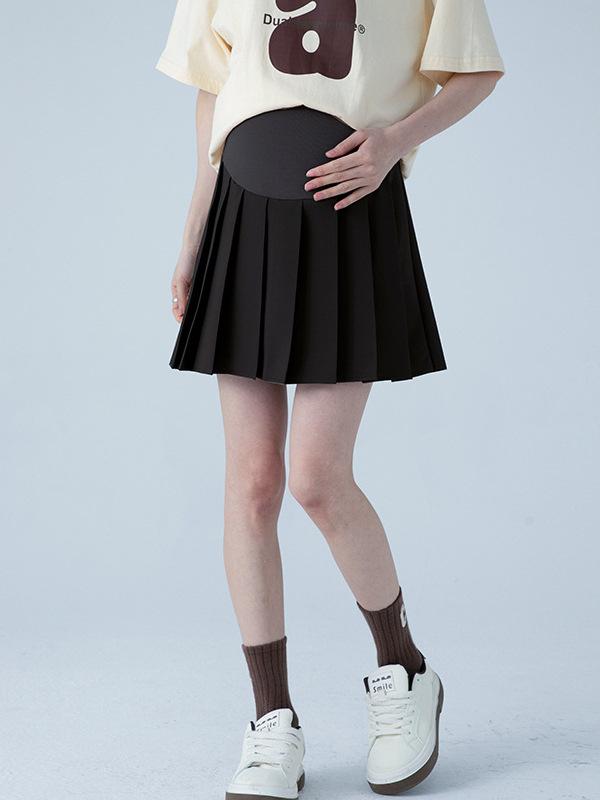 Fustă de maternitate de primăvară și toamnă, fustă de susținere în linie A, pantaloni de protecție pentru maternitate, fustă scurtă anti-expunere, stil online popular, fustă scurtă slăbită