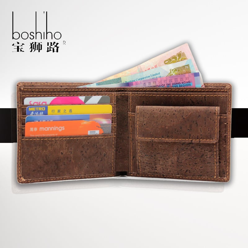 Enimmüüdud meeste minimalistlik korgist rahakott, horisontaalne mündirahakott, kahekordselt volditav rahakott