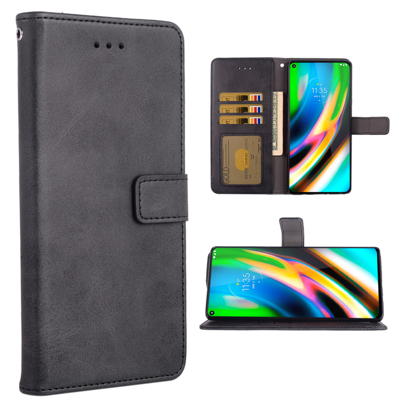 Sobib Moto G9 Plus telefoniümbrisele, vasakule ja paremale kaanele, kaardipesale, rahakotitüüpi, alusele, kaitsvale nahkümbrisele