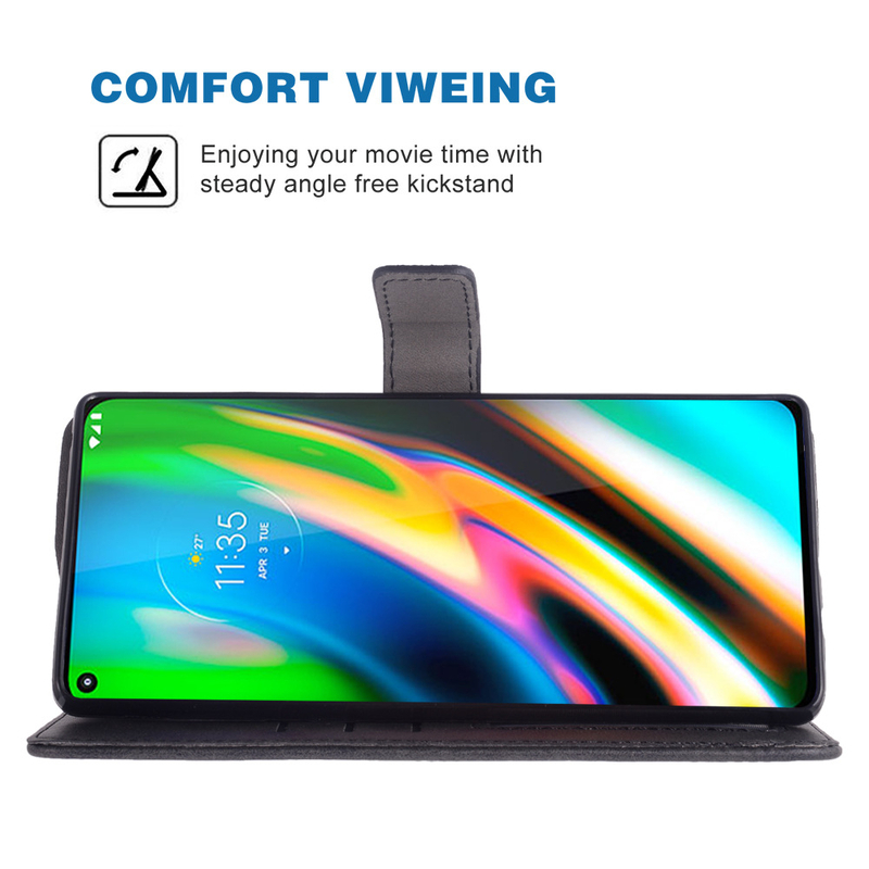 Sobib Moto G9 Plus telefoniümbrisele, vasakule ja paremale kaanele, kaardipesale, rahakotitüüpi, alusele, kaitsvale nahkümbrisele