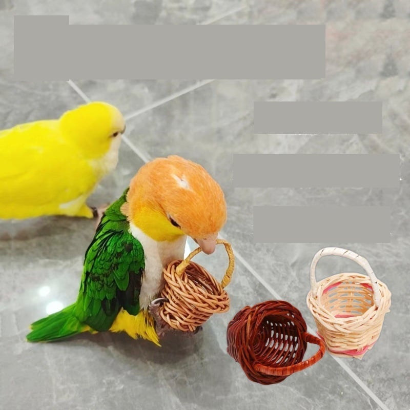 10 tk toidukorvi närimismänguasi papagoidele, miniatuurne käsitöö rotangist mänguasi, linnulõbus mänguasi