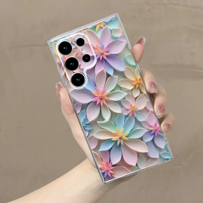 Κατάλληλο για S25 Ultra Clear Soft Case Phone A25 Flower S24 Plus New Pink S21 Protective Soft Case A16