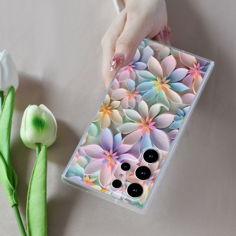 Κατάλληλο για S25 Ultra Clear Soft Case Phone A25 Flower S24 Plus New Pink S21 Protective Soft Case A16