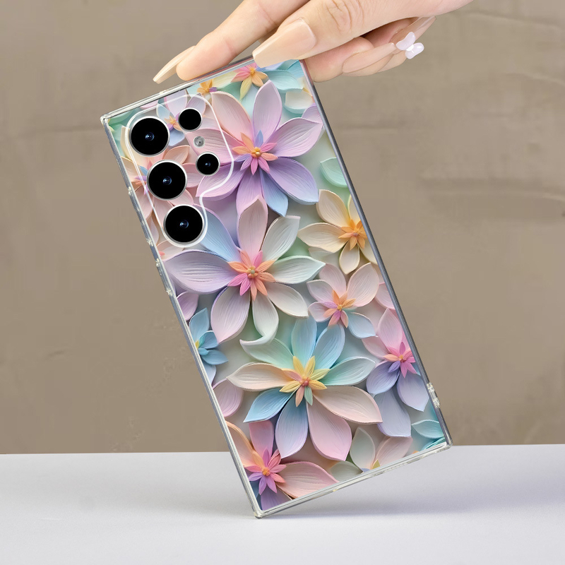 Κατάλληλο για S25 Ultra Clear Soft Case Phone A25 Flower S24 Plus New Pink S21 Protective Soft Case A16