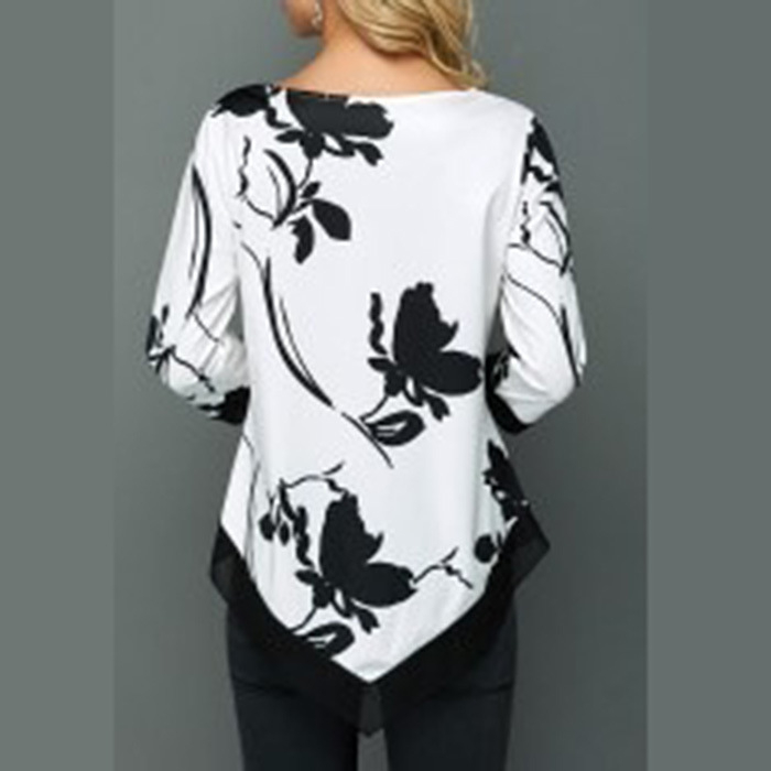 Naiste ümara kaelusega, laia lõike ja ebaühtlase alläärega särk, kevad/sügis 2020, Amazon/eBay, tänavamood