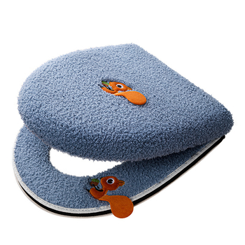 Kaheosaline WC-poti kattekomplekt, soe ja talvel paksendatud, käepideme ja lukuga, veekindel ja universaalne, kahe pehme padja komplekt.