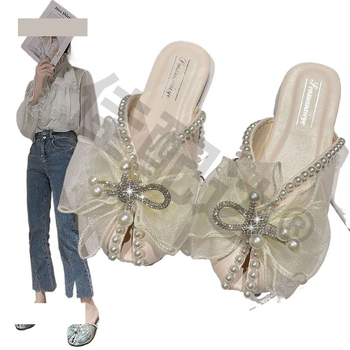 Naiste suvised sandaalid lameda tallaga, sobivad õues kandmiseks, rannariided, stiil 2022, kikilips, võrkkangas, pärlmutter, moodne uus disain pitsiga.