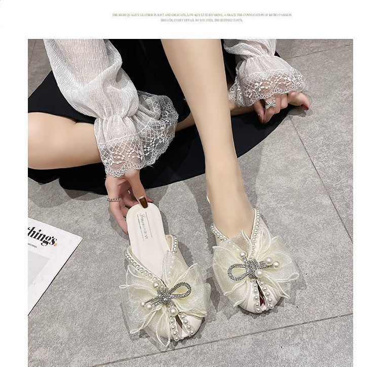 Naiste suvised sandaalid lameda tallaga, sobivad õues kandmiseks, rannariided, stiil 2022, kikilips, võrkkangas, pärlmutter, moodne uus disain pitsiga.