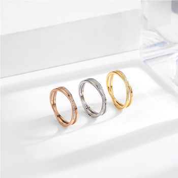 Naiste titaanterasest sõrmus ristatud kõrvarõngastega Jaapani ja Korea stiilis, ainulaadne disain, tipptasemel roostevabast terasest sõrmus, moodne aksessuaar.