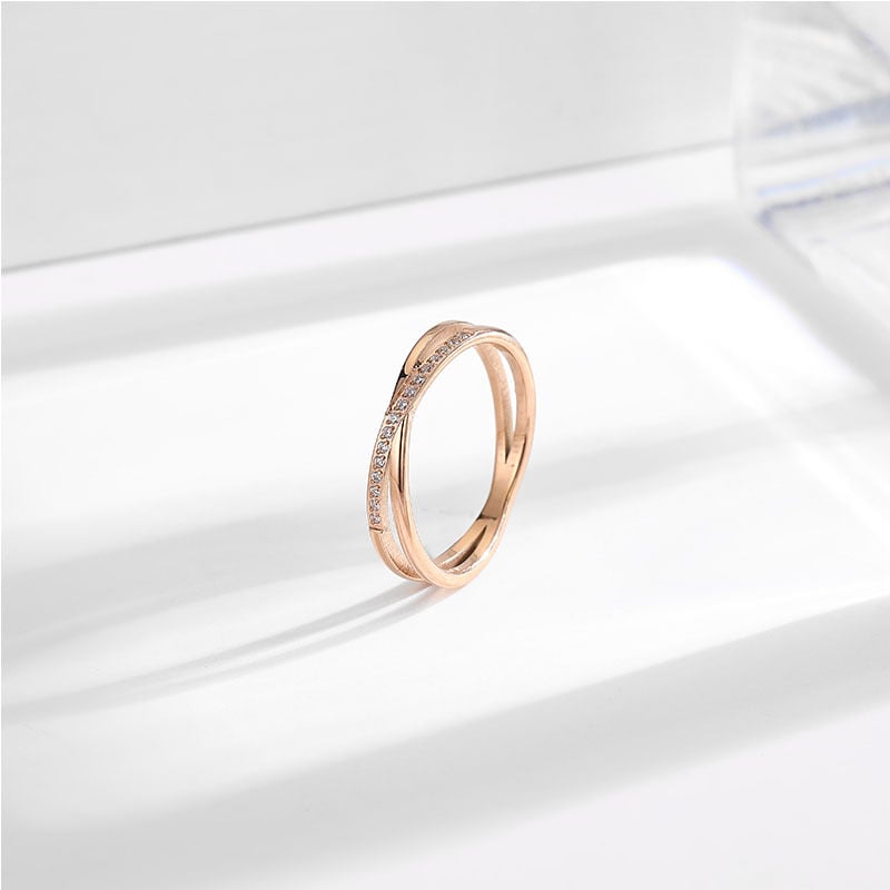 Naiste titaanterasest sõrmus ristatud kõrvarõngastega Jaapani ja Korea stiilis, ainulaadne disain, tipptasemel roostevabast terasest sõrmus, moodne aksessuaar.