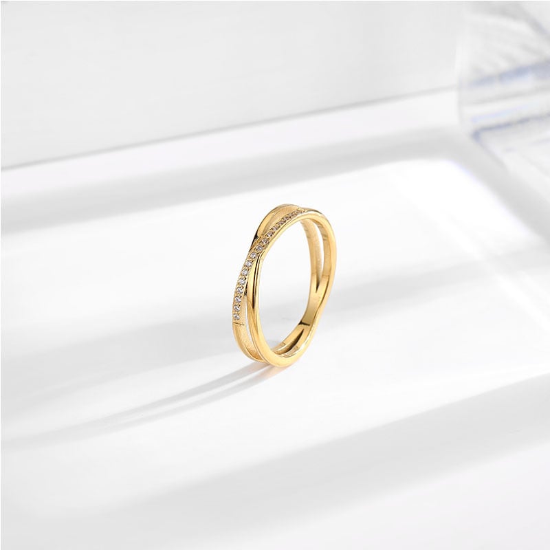 Naiste titaanterasest sõrmus ristatud kõrvarõngastega Jaapani ja Korea stiilis, ainulaadne disain, tipptasemel roostevabast terasest sõrmus, moodne aksessuaar.