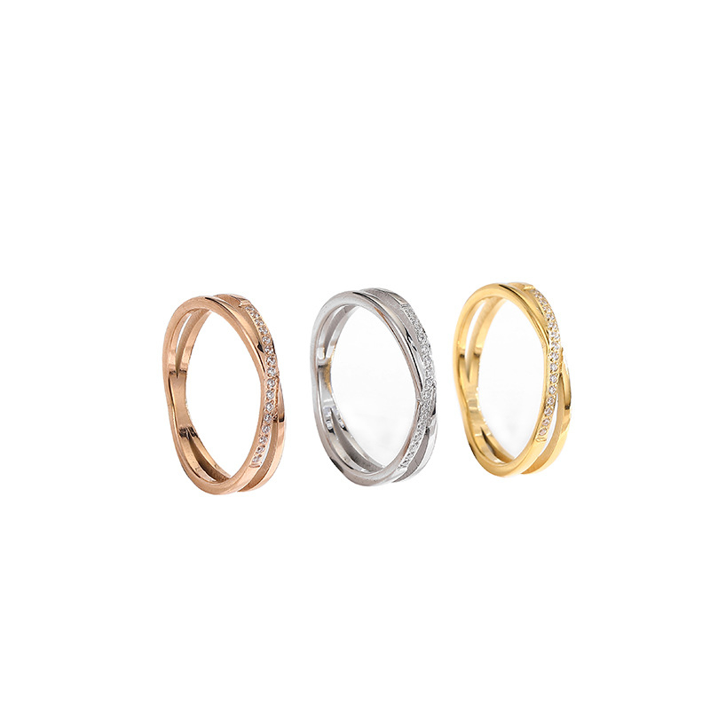 Naiste titaanterasest sõrmus ristatud kõrvarõngastega Jaapani ja Korea stiilis, ainulaadne disain, tipptasemel roostevabast terasest sõrmus, moodne aksessuaar.