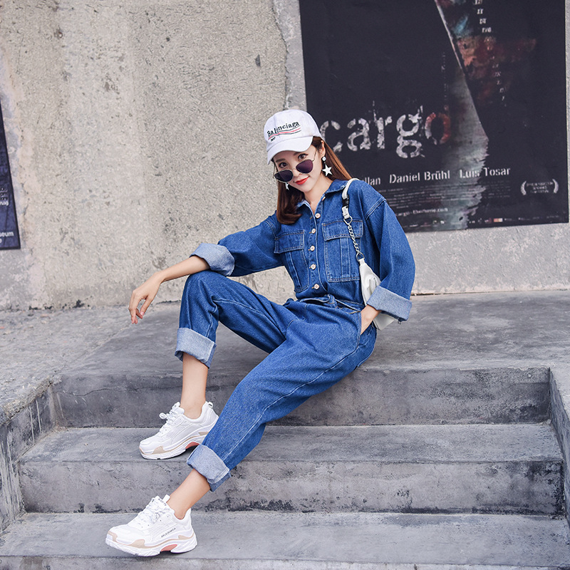 Naiste laia lõikega teksariidest kombinesoon Euroopa ja Ameerika piiriüleseks kaubanduseks