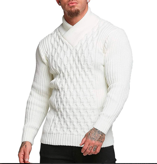 Ежедневен мъжки пуловер с висока яка в четири цвята