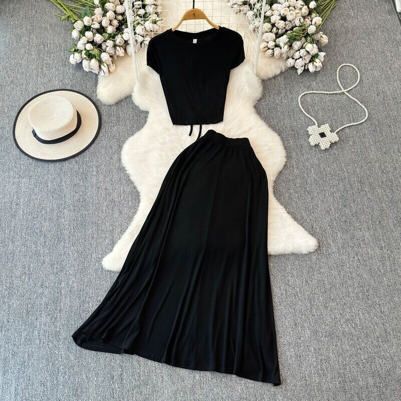 Női lezser hosszú szoknya és blúz szett