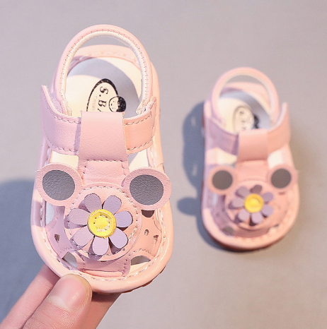 Väikelaste tüdrukute suvesandaalid Uus LED tuledega Tüdrukute sandaalid lilledega vibu helendavad kerged, hingavad laste jalatsid