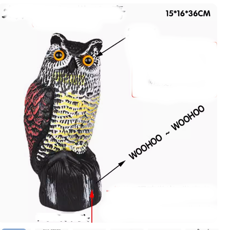 Kip sove Lažna sova Strašilo za ptice Mamac Sova Mamci za zastrašivanje ptica zvukom Priroda Repelenti protiv insekata za vanjsku upotrebu