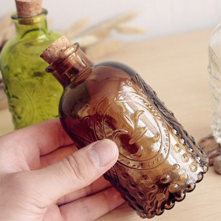 1db Vintage üveg virágüveg váza átlátszó Faragott kerek üvegváza Aromaterápiás hidroponikus váza otthoni üvegedény dekoráció